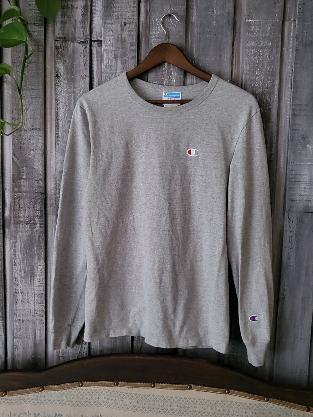 Champion Heritage Long Sleeve Tee Gray Small